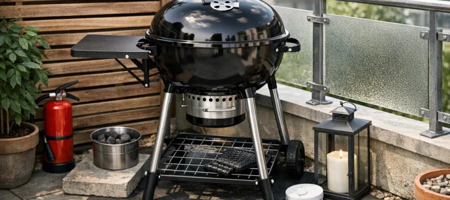 Holzkohlegrill fuer Balkon und Terrasse kaufen: Platz- und Sicherheitskriterien