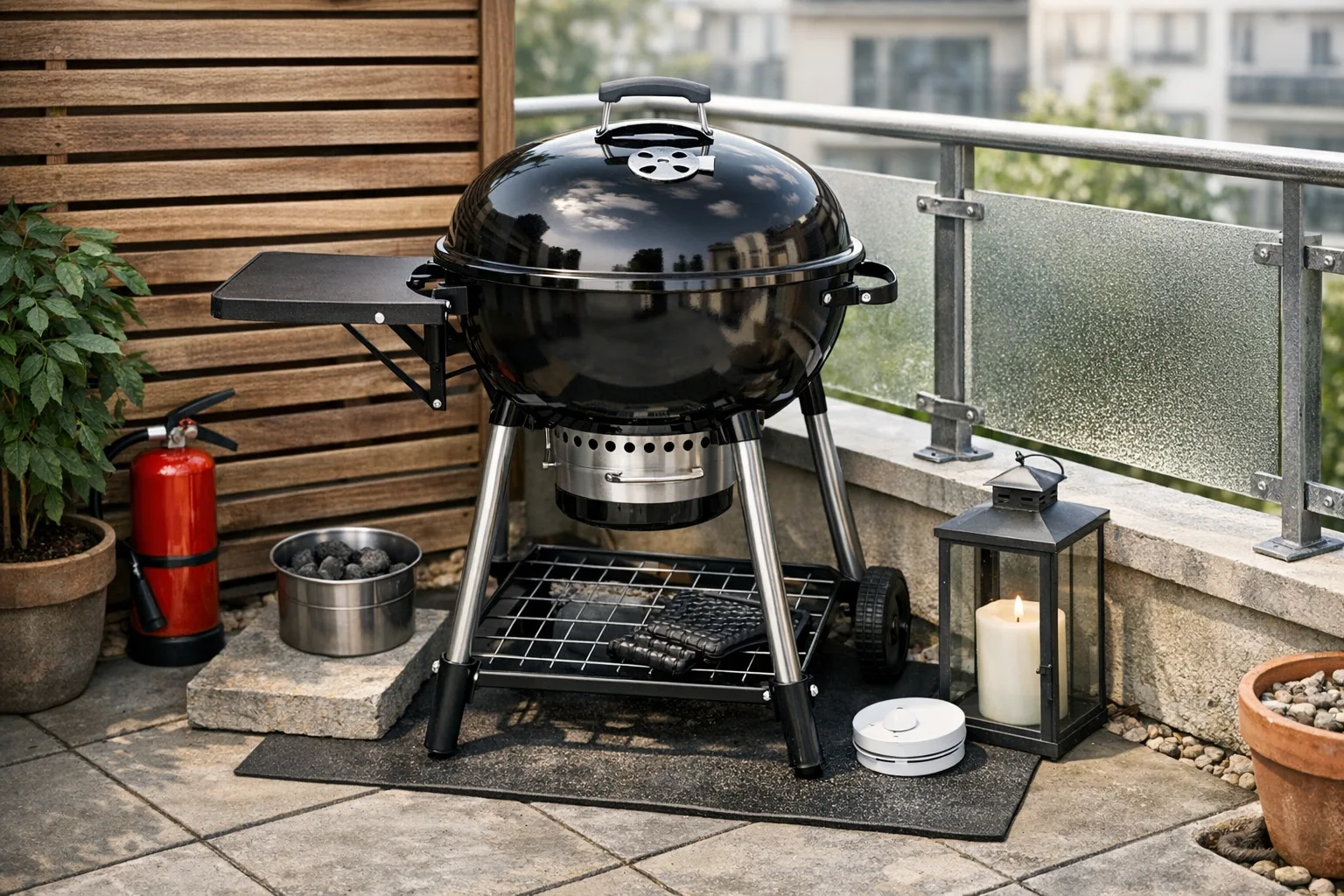 Holzkohlegrill fuer Balkon und Terrasse kaufen: Platz- und Sicherheitskriterien