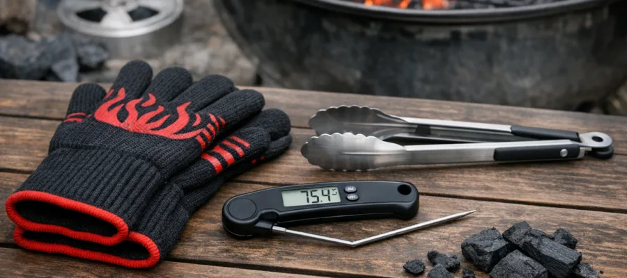 Unverzichtbares Holzkohlegrill Zubehoer kaufen: Zangen, Thermometer, Handschuhe